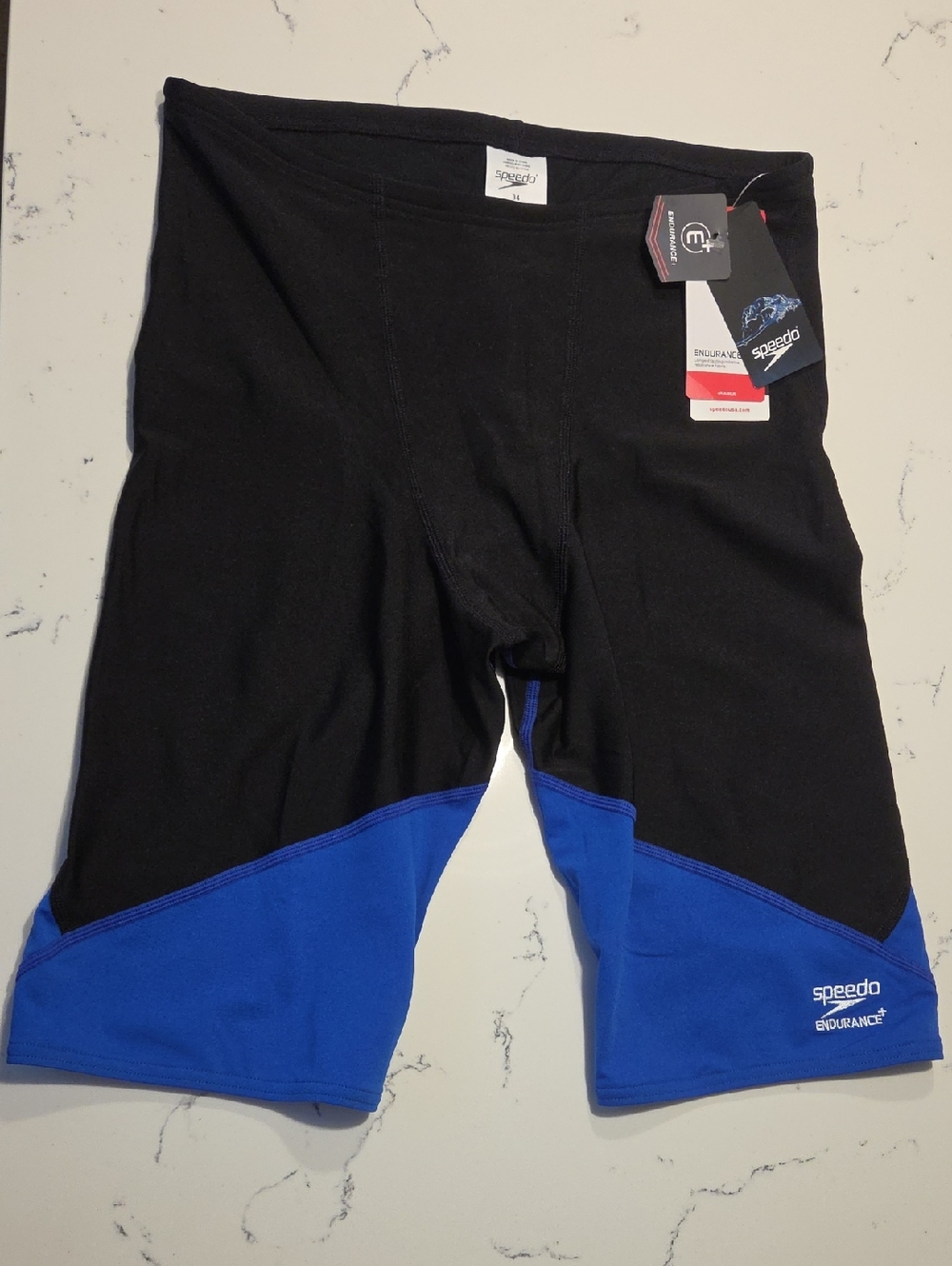 Men's Speedo Black And Blue Endurance+ Swim Jammer Sz 34